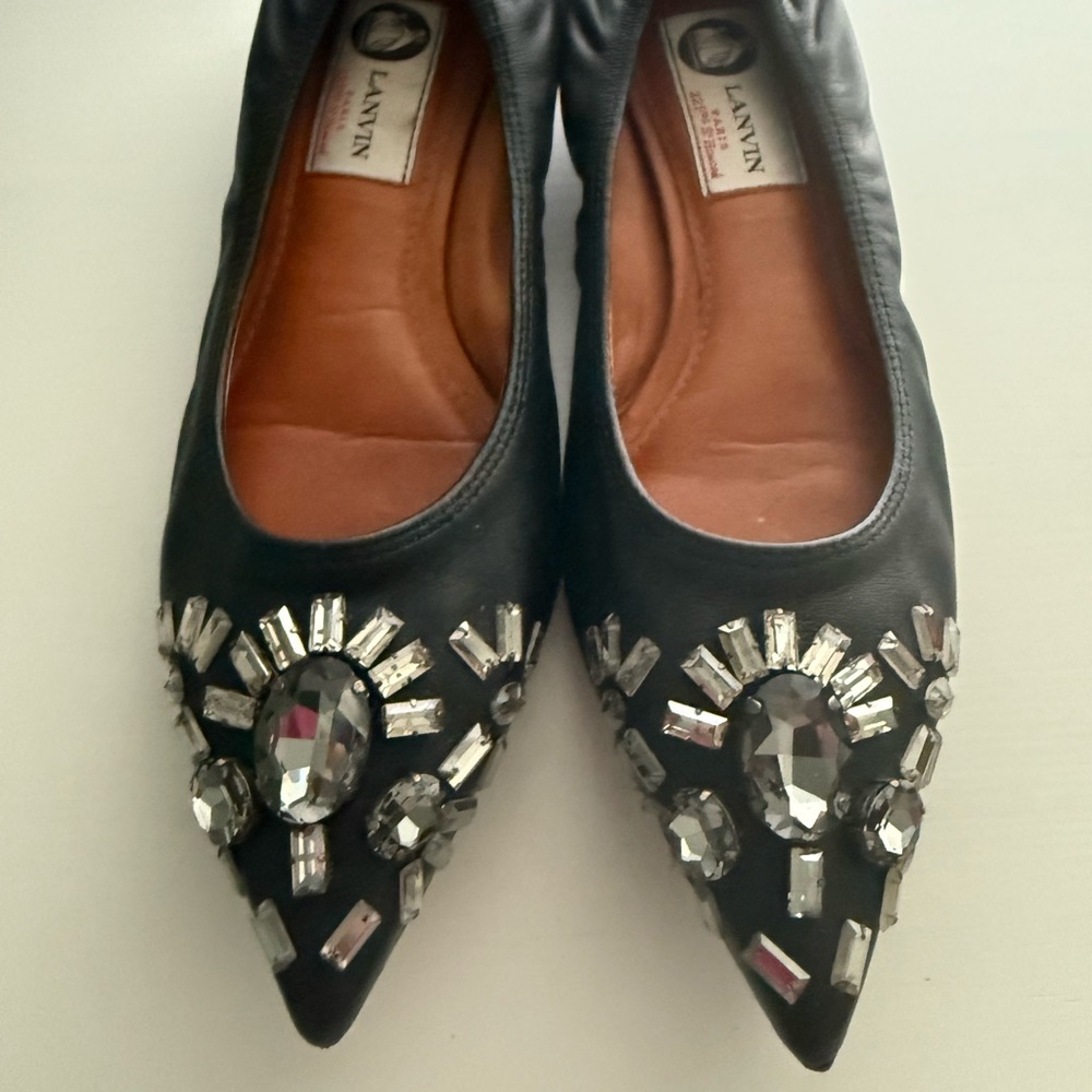 Lanvin Black Studded Flats